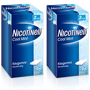 NICOTINELL Kaugummi Cool Mint 2 mg Doppelpackung (2x96 St)