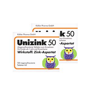 UNIZINK 50 magensaftresistente Tabletten Doppelpackung (2x 100St)