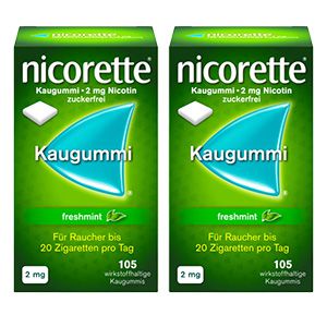 NICORETTE Kaugummi 2 mg freshmint Doppelpackung (2x 105St)