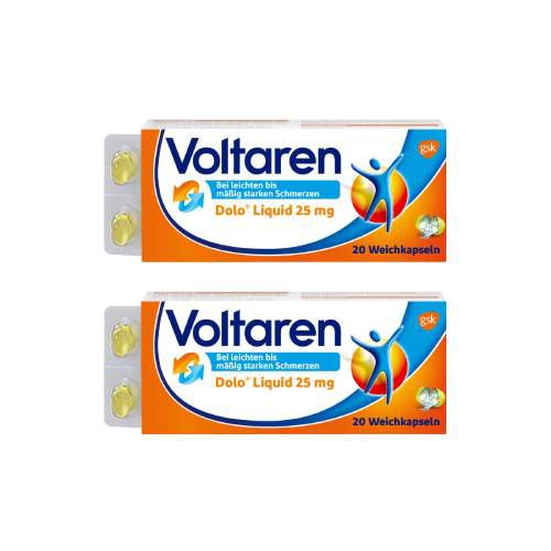 Voltaren Dolo Liquid 25 mg Weichkapseln, gegen Rückenschmerzen Doppelpackung (2x 20St)
