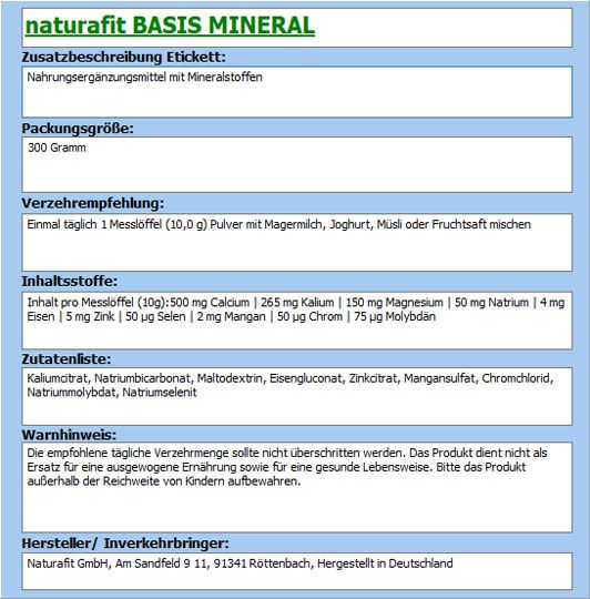 NATURAFIT Basis Mineral Pulver